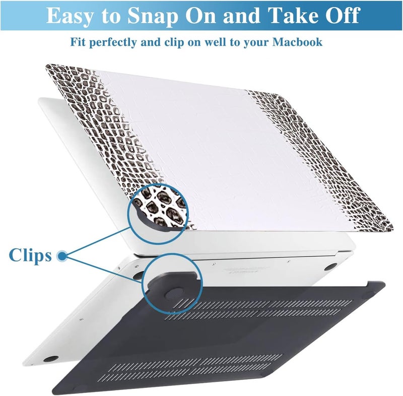 KEROM Compatible with Crocodile MacBook Air 13 Inch Case 2025-2022 M4 M3 M2 A3240 A3113 A2681, Textured Elegant Luxury Aligator Skin Snakeskin PU Leather Hardshell Case & Keyboard Cover, Black White - Image 3